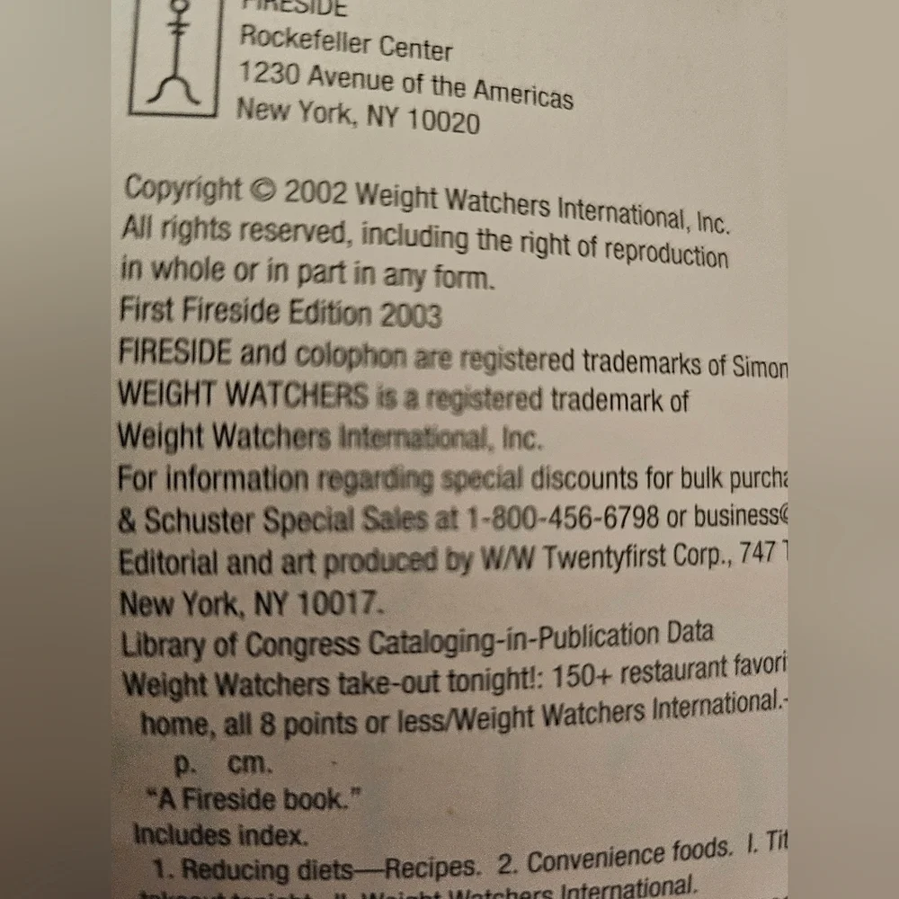 Weight Watchers Take-Out Tonight Cookbook 150+Recipes